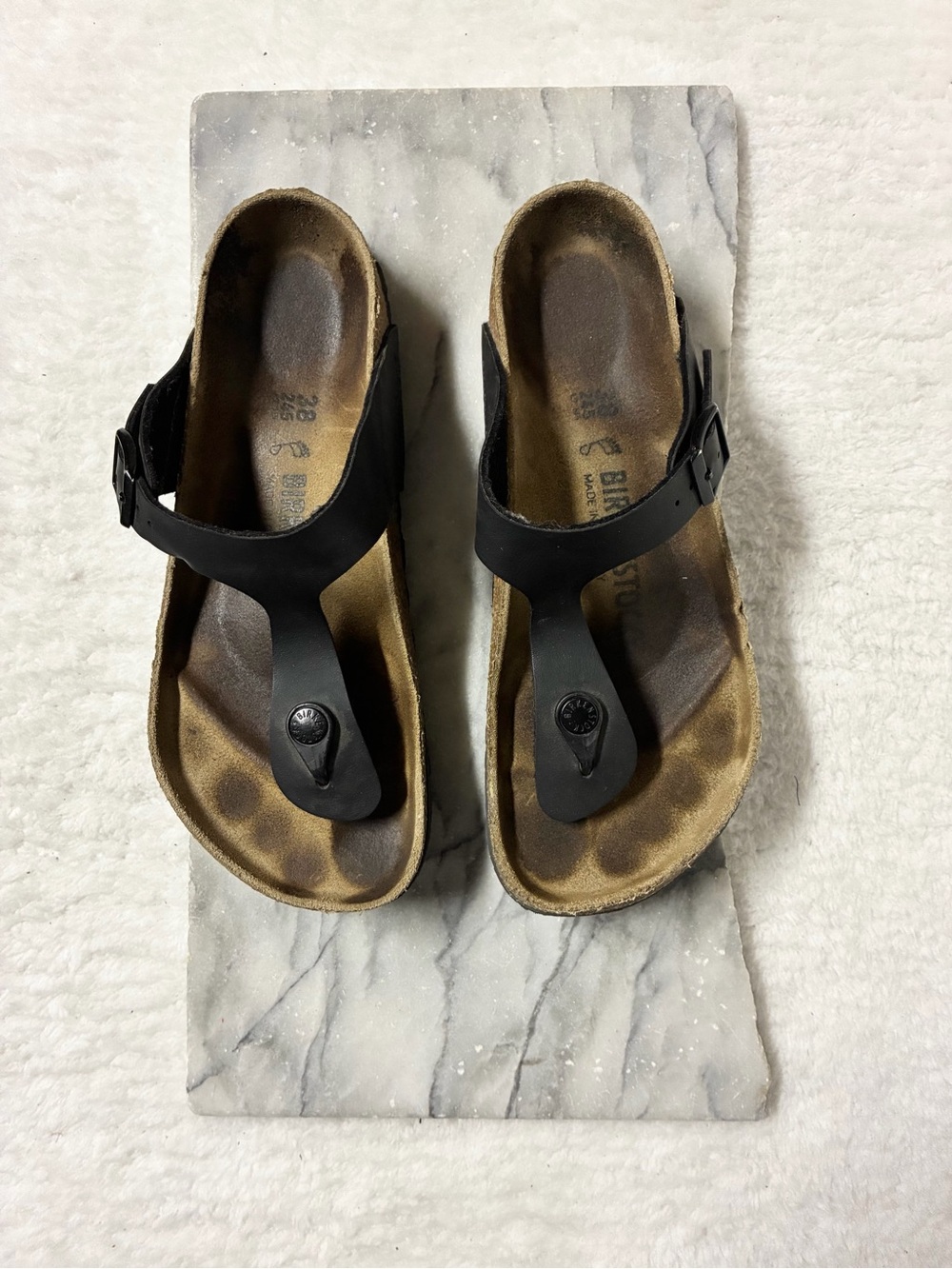 Birkenstock Gizeh Black Birko-Flor Thong Sandals Size 38 7.5 Regular